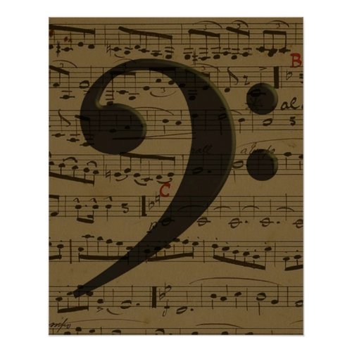 Musical Treble Clef Sheet Music Classic  Poster