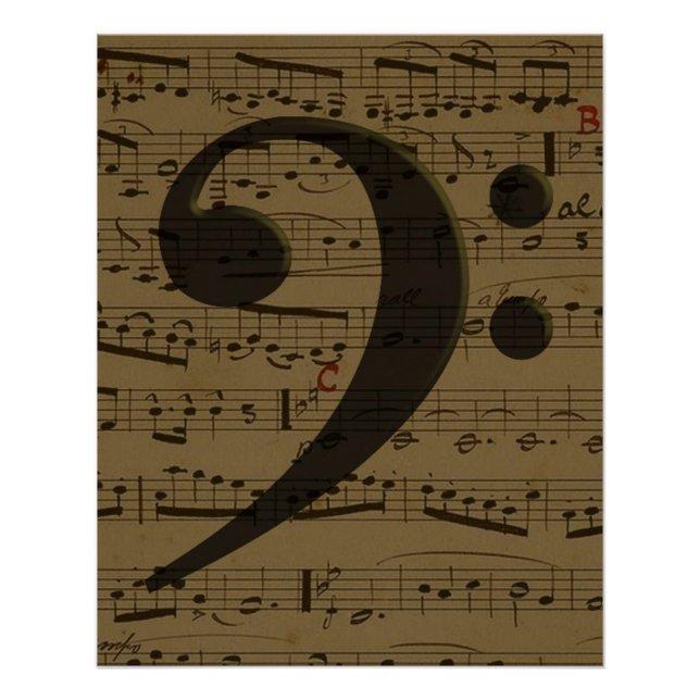 Musical Treble Clef Sheet Music Classic  Poster (Front)