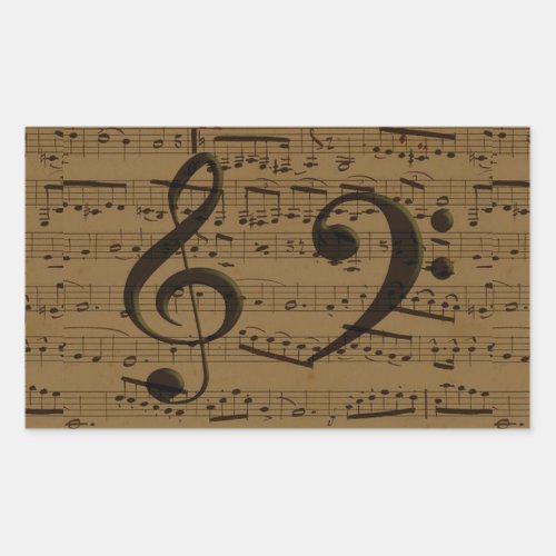 Musical Treble Clef Sheet Music Classic  Rectangular Sticker