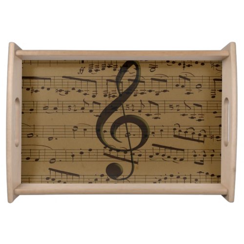 Musical Treble Clef Sheet Music Classic  Serving Tray