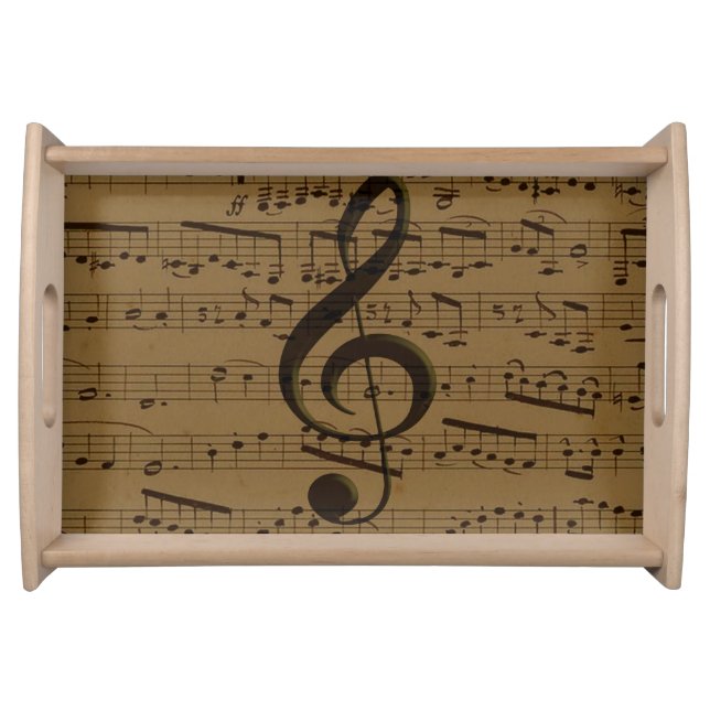 Musical Treble Clef Sheet Music Classic  Serving Tray (Front)