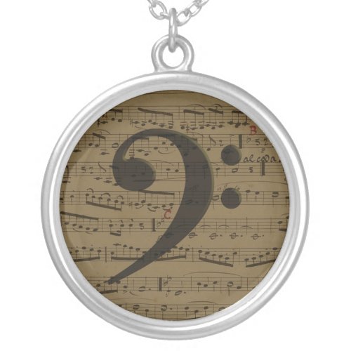 Musical Treble Clef Sheet Music Classic  Silver Plated Necklace