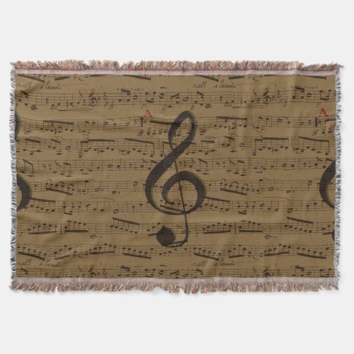 Musical Treble Clef Sheet Music Classic  Throw Blanket