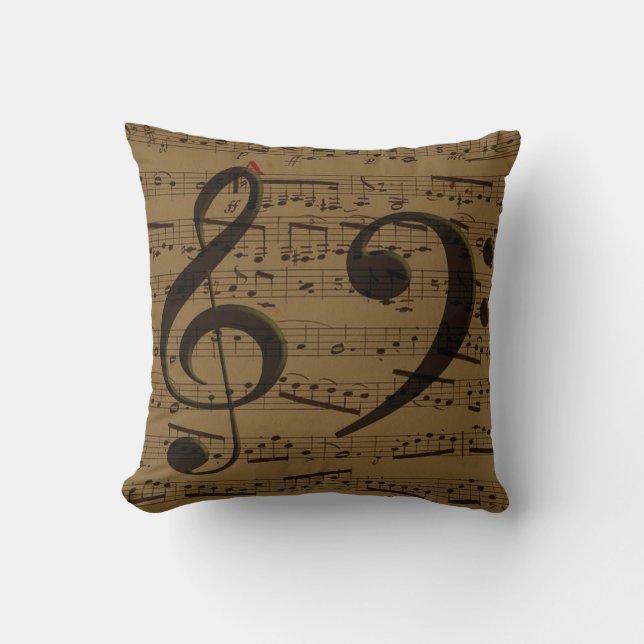 Musical Treble Clef Sheet Music Classic  Throw Pillow (Front)