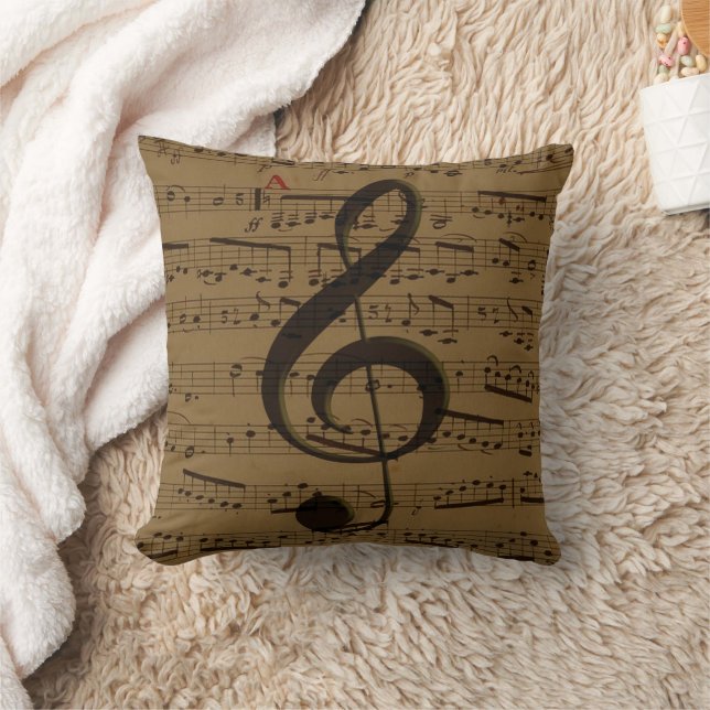 Musical Treble Clef Sheet Music Classic  Throw Pillow (Blanket)