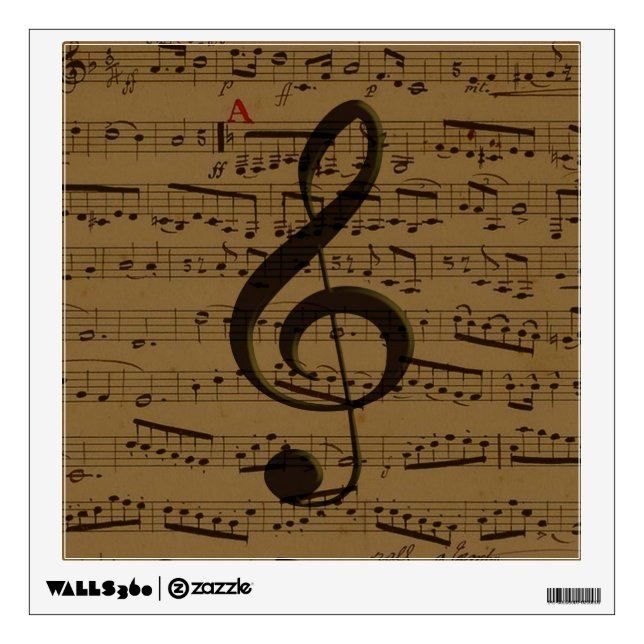 Musical Treble Clef Sheet Music Classic  Wall Sticker (Front)