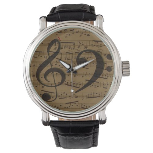 Musical Treble Clef Sheet Music Classic  Watch