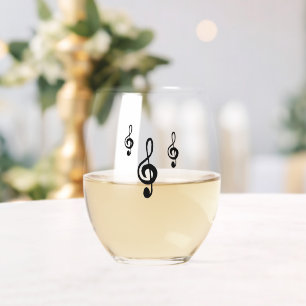 Musical Treble Clef Symbol Simple Stemless Wine Glass