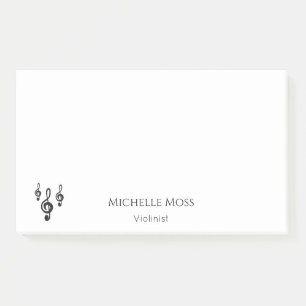 Musical Treble Clef Symbols Cute Black White Post-it Notes