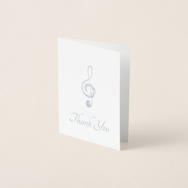 Musical Treble Clef Thank You  Foil Card (Front)