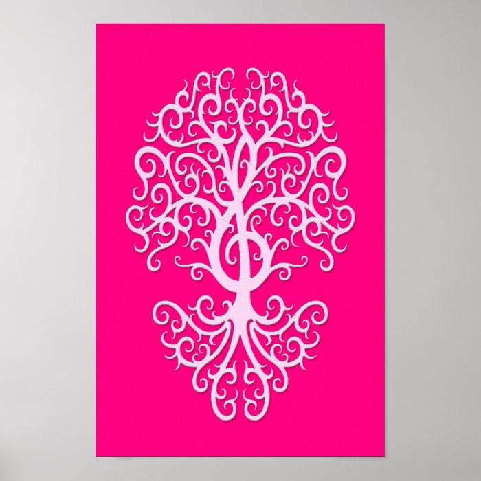 Musical Treble Clef Tree Pink Print