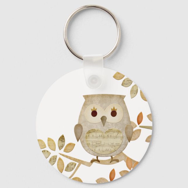 Musical Tree Owl Keychain (Front)