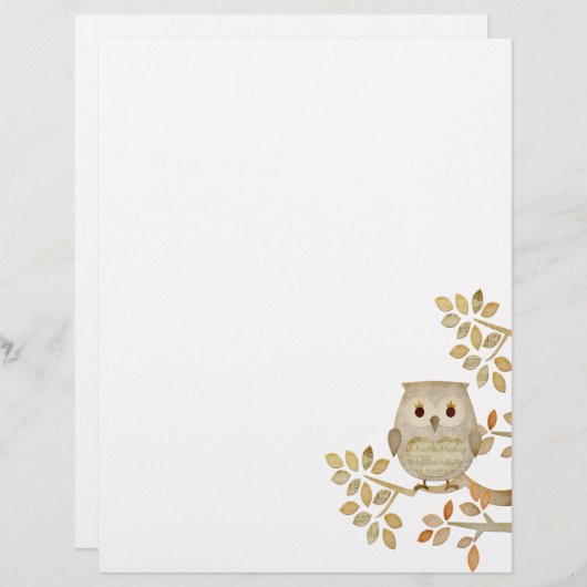 Musical Tree Owl Letterhead (Front/Back)