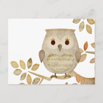 Musical Tree Owl Postcard by CuteLittleTreasures at Zazzle