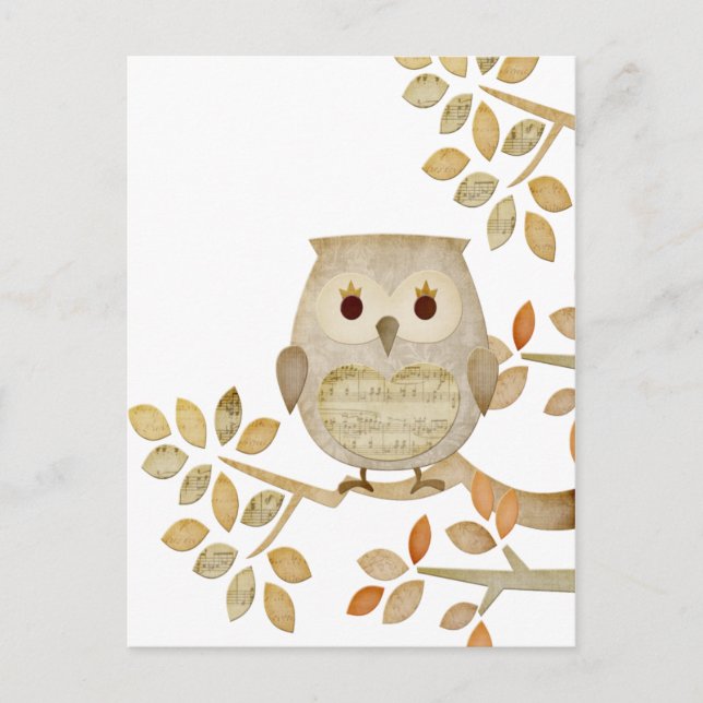 Musical Tree Owl Postcard (Front)