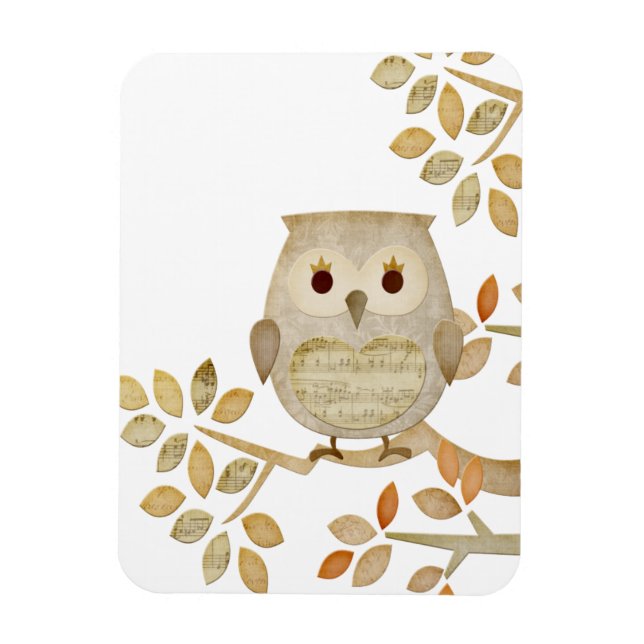 Musical Tree Owl Premium Flexi Magnet (Vertical)