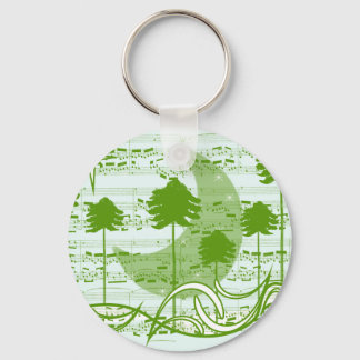 Musical Trees Blue Keychain