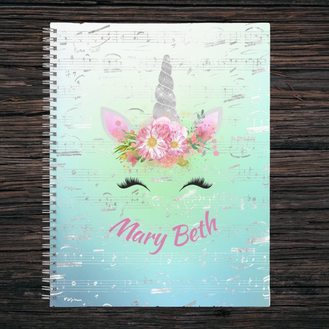 Musical Unicorn Horn and Flowers with Eyelashes Notebook (Creator Uploaded)
