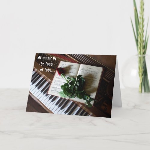 Musical Valentine_Piano keys and Rose Holiday Card