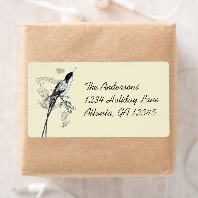 Musical Vintage Hummingbird Heart Labels (Insitu)