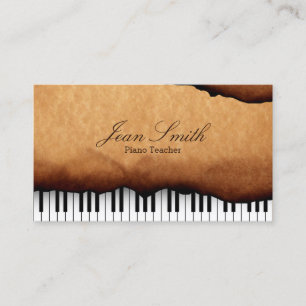 Musical Vintage Old Paper Piano Teacher Business Card
