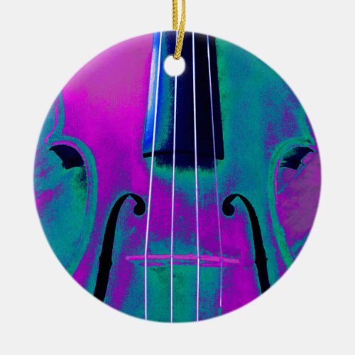 Musical Violin Abstract Purple Christmas  Ceramic Ornament