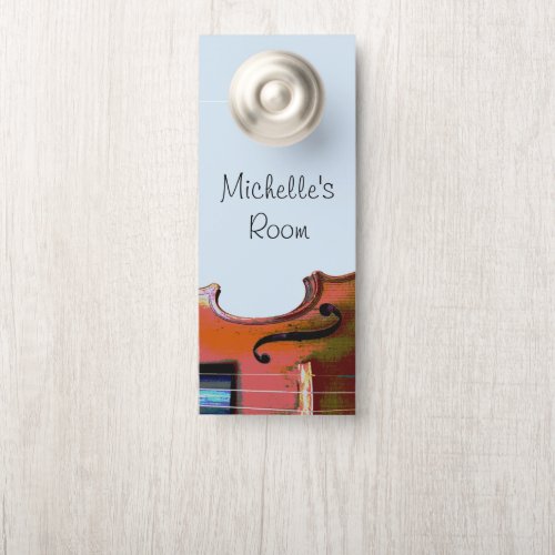 Musical Violin Blue Cute Typography Door Hanger
