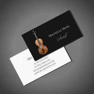 Musical Violin Classical Music Black White  Business Card
