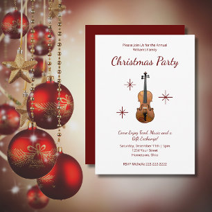 Musical Violin Classical Music Christmas Party Invitation