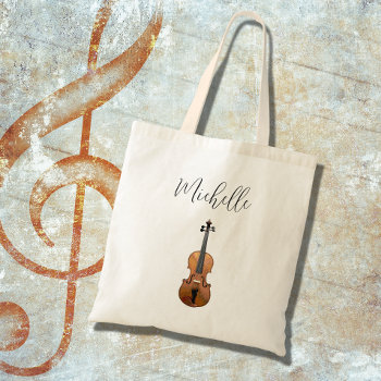 Musical Violin Classical Music Personalized Tote Bag by Indiamoss at Zazzle