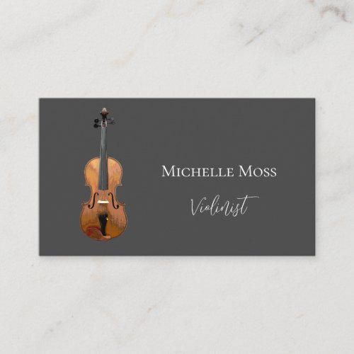 Musical Violin Classical Music Simple Gray Business Card