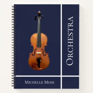 Musical Violin Custom Blue Notebook