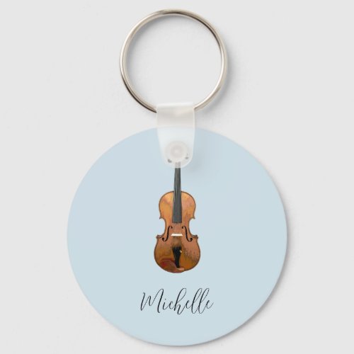 Musical Violin Cute Blue  Keychain