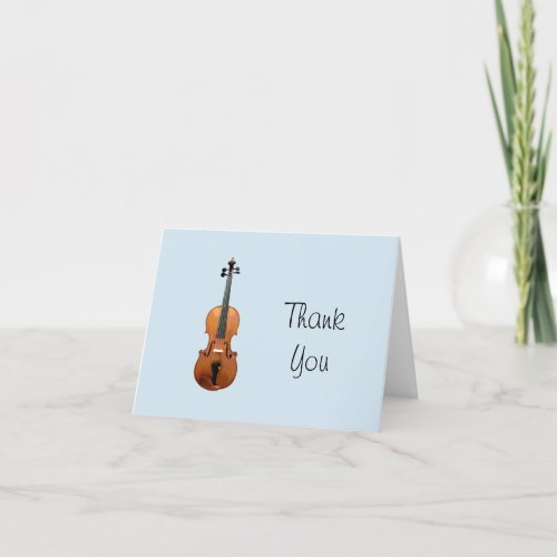 Musical Violin Cute Blue  Thank You Card