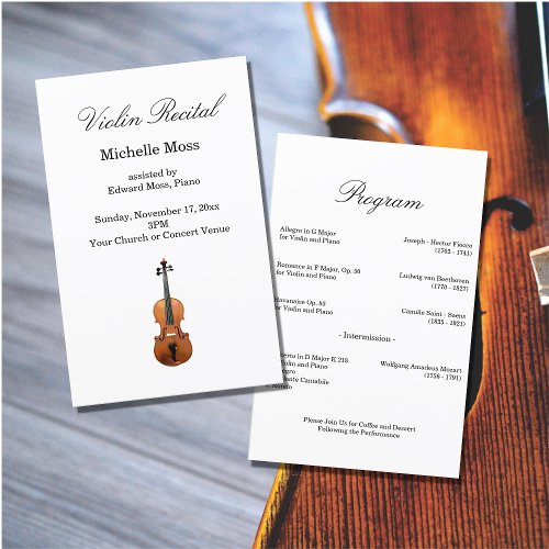 Musical Violin Recital Custom Program