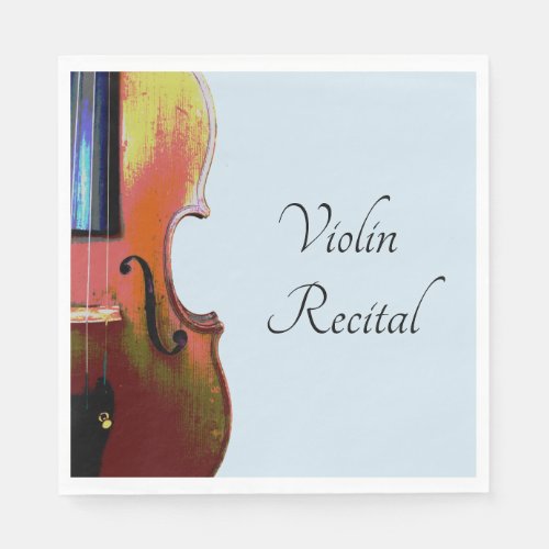 Musical Violin Recital Elegant Blue Napkins