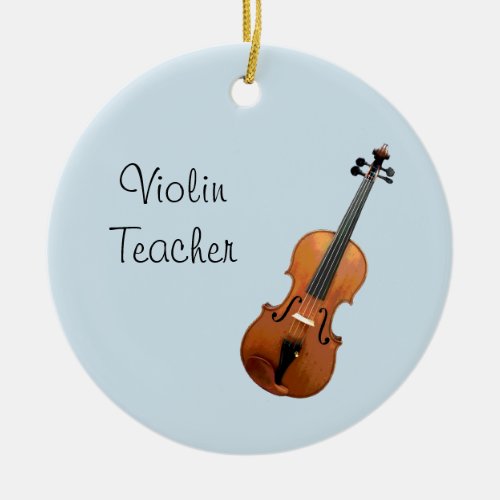 Musical Violin Teacher Cute Blue Ceramic Ornament