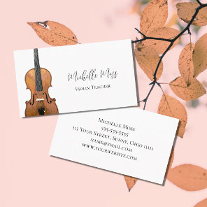 Musical Violin Teacher Elegant Script Business Card