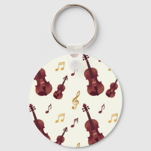 Musical Violins Seamless Pattern Keychain