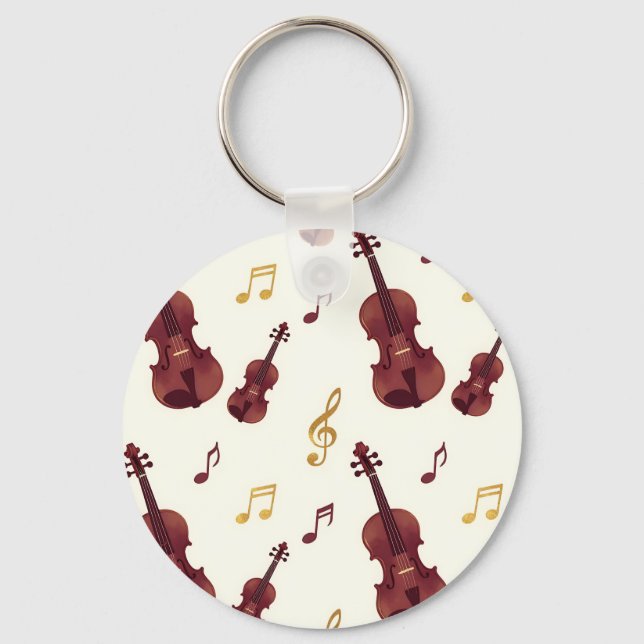 Musical Violins Seamless Pattern Keychain (Front)