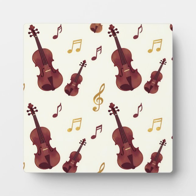 Musical Violins Seamless Pattern Plaque (Front)