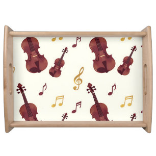Musical Violins Seamless Pattern Serving Tray