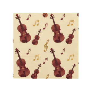 Musical Violins Seamless Pattern Wood Wall Art
