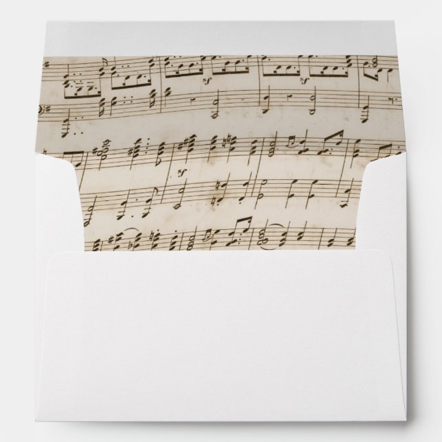 Musical Wedding Vintage Music Notes Elegant Envelope (Back (Bottom))