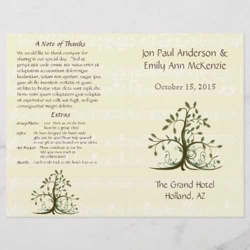 Musical Whispy Tree Wedding Program