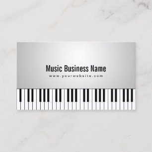 Musical White Grand Piano Keys Music Business Card