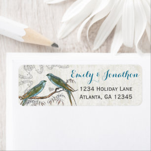 Musical Wood Texture Vintage Birds Labels
