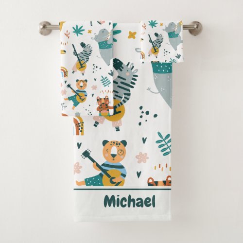 Musical Woodland Animals Bath Towel Set