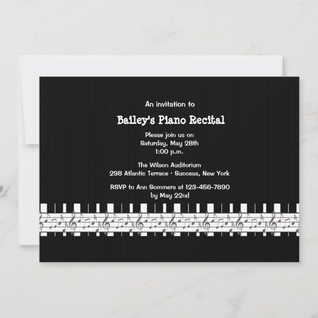 Musically Inclined Piano Recital Invitation (Front)