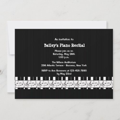 Musically Inclined Piano Recital Invitation